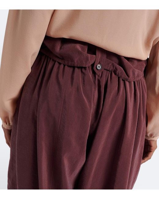 Chloé Purple Silk-Blend Poplin Wide-Leg Pants
