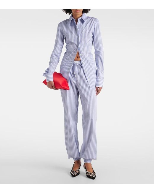 The Attico Blue Zebra-Print Satin Shirt