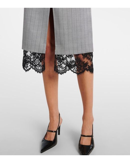 Stella McCartney Gray Midirock Aus Wolle