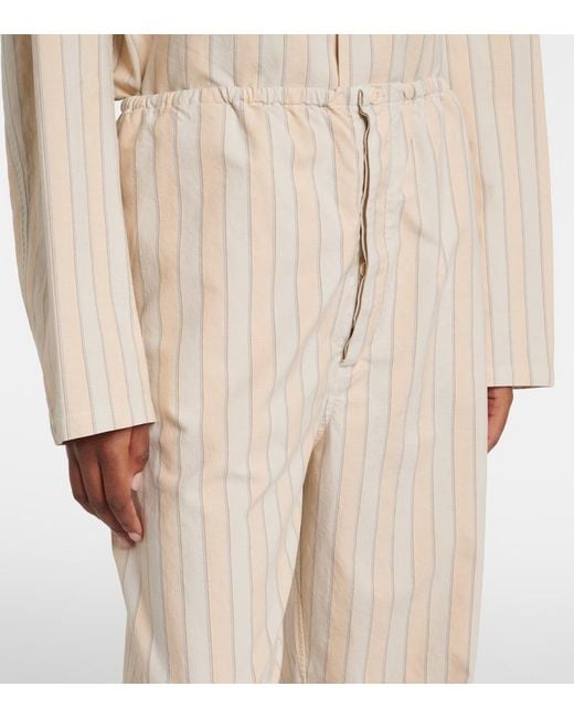 Maison Margiela Natural Striped Cotton Wide-Leg Pants