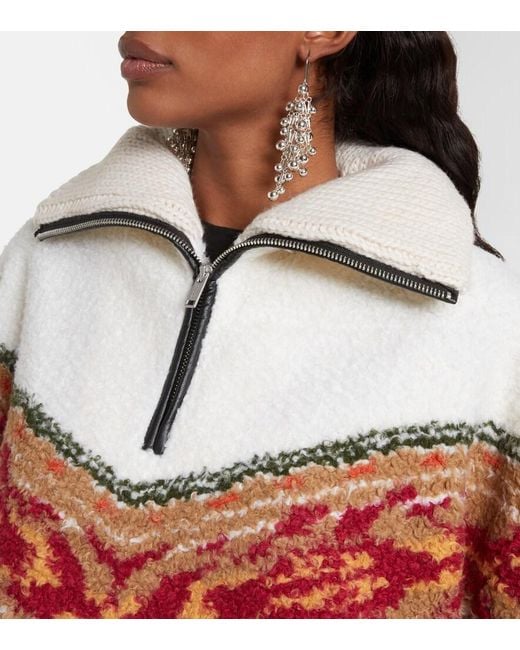 Isabel Marant White Marner Fleece Zip-Up Sweater
