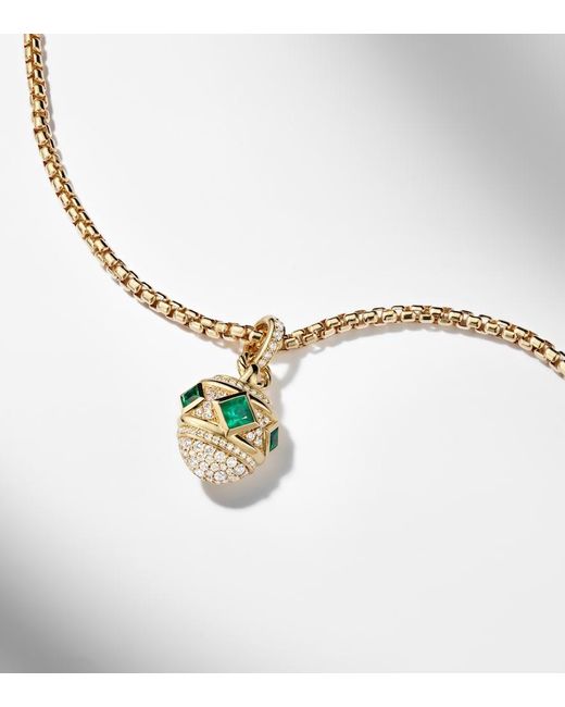 David Yurman Metallic Renaissance 18Kt Pendant Necklace With Diamonds And Emeralds