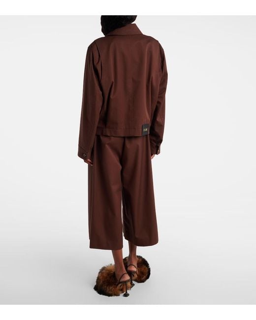 Chaqueta De Sarga De Algodon Y Seda Con Cinturon Loewe de color Brown