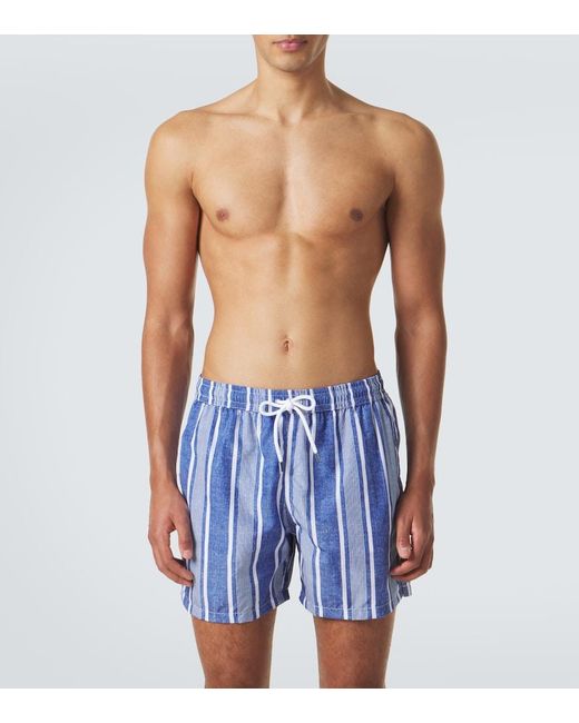 Fedeli Blue Striped Swim Trunks for men