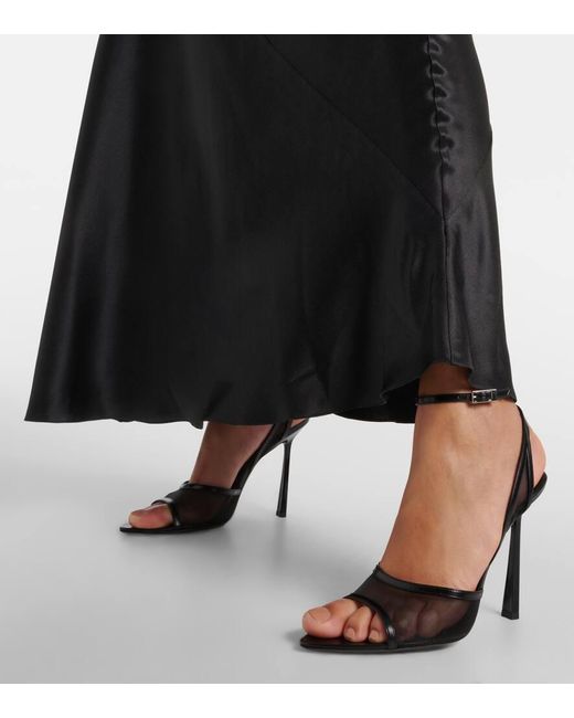 Saint Laurent Black Missy 110 Leather-Trimmed Mesh Sandals