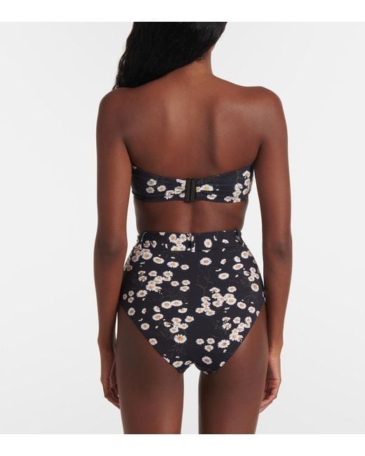 Eres Blue Discret Floral High-Rise Bikini Bottoms