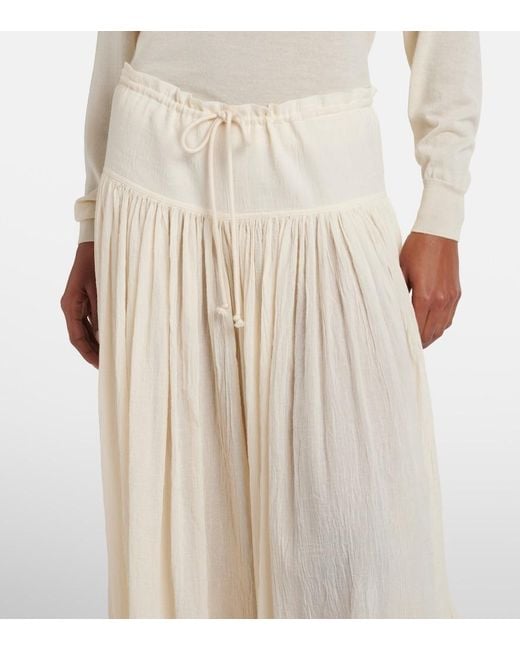 The Row White Berenice Cotton Muslin Wide-Leg Pants