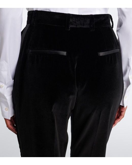 Dolce & Gabbana Black Cotton And Silk-Blend Velvet Slim Pants