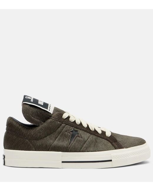 Rick Owens Brown X Converse Drkshdw One Star Pro Ox Calf Hair Sneakers