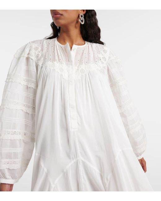 Vestido corto Gyliane de algodon y seda Isabel Marant de color White
