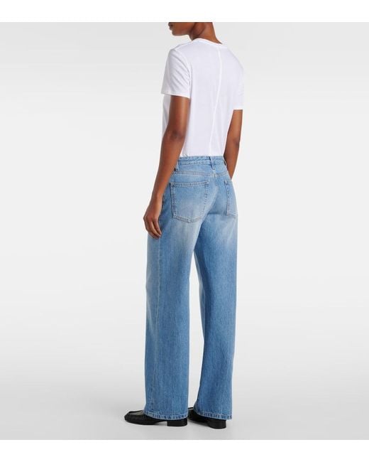 Jean Ample Eglitta A Taille Mi-Haute The Row en coloris Blue