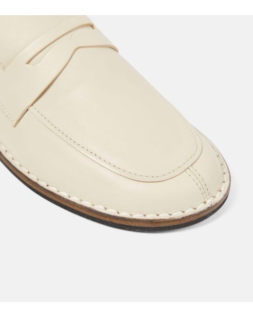 The Row White Loafers Cary aus Leder