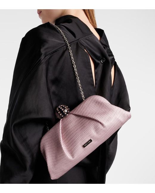Aquazzura Pink Tequila Embellished Canvas Clutch