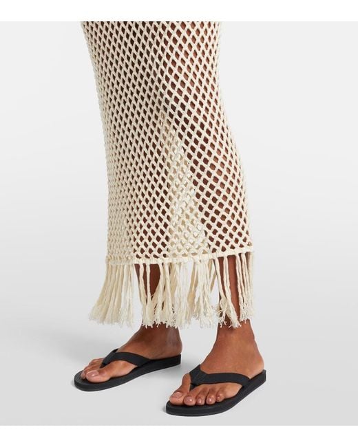 Sir White Ilaria Fringed Open-Knit Cotton Maxi Dress
