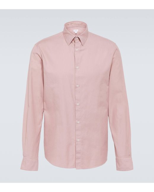 Sunspel Pink Cotton Oxford Shirt for men