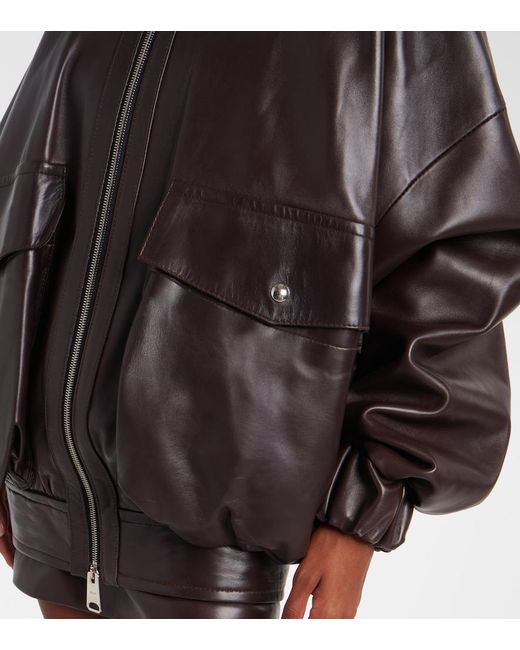 Khaite Black Daemon Oversized Leather Blouson Jacket