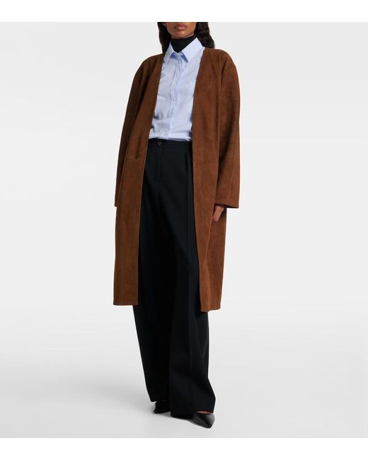 The Row Brown Serenis Suede Coat