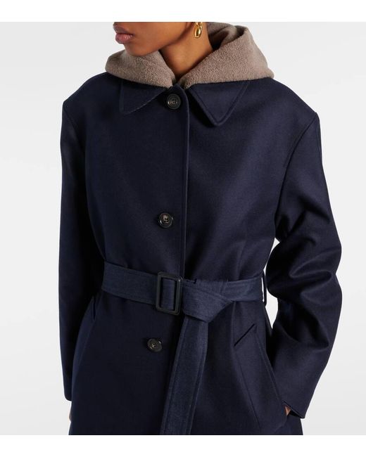 Loro Piana Blue Yudaki Wool, Cotton, And Cashmere Coat
