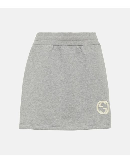 Minifalda de forro polar de algodon Gucci de color Gray