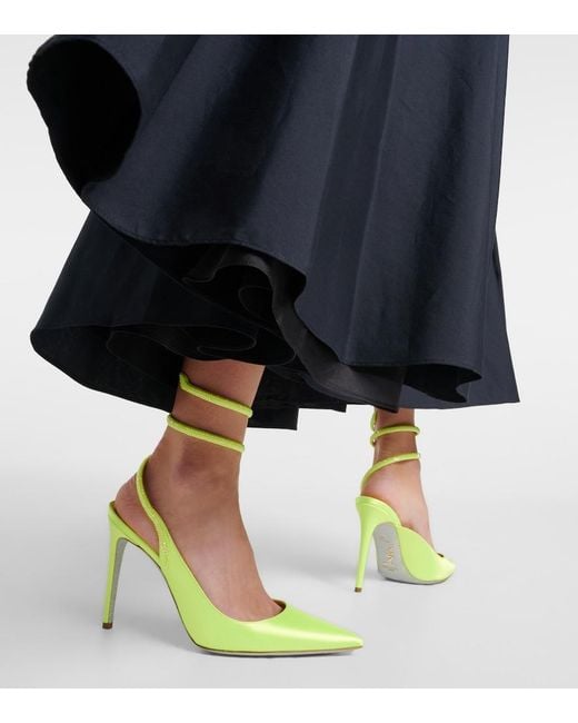 Rene Caovilla Yellow Cleo Crystal-Embellished Satin Pumps
