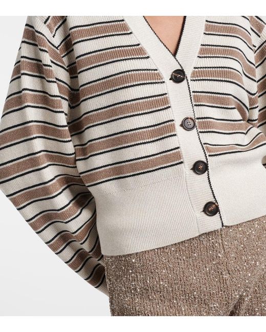Brunello Cucinelli Multicolor Striped Cotton-Blend Cardigan