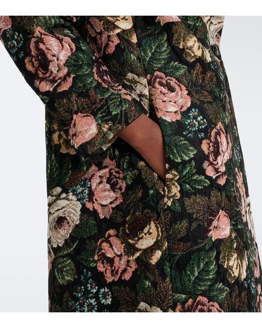 Dries Van Noten Black Floral Jacquard Coat