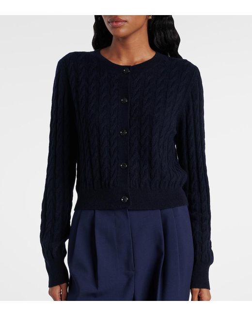 Jardin Des Orangers Blue Cable-Knit Wool And Cashmere Cardigan