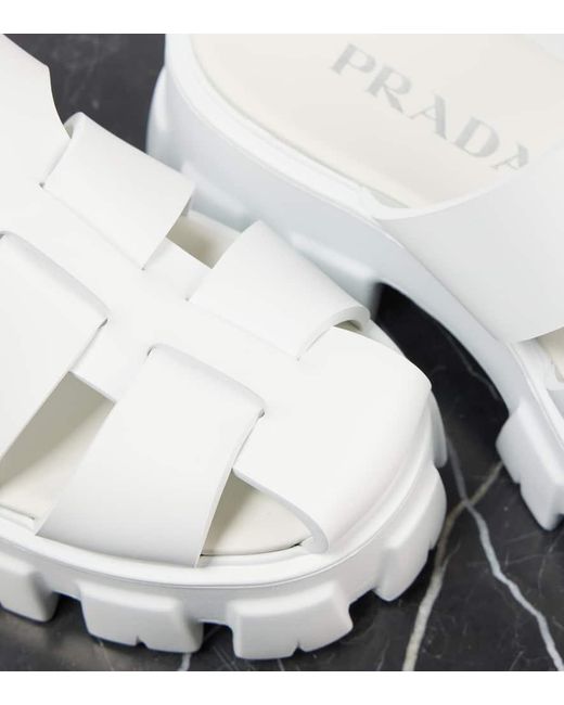 Prada White Rubber Monolith Mules