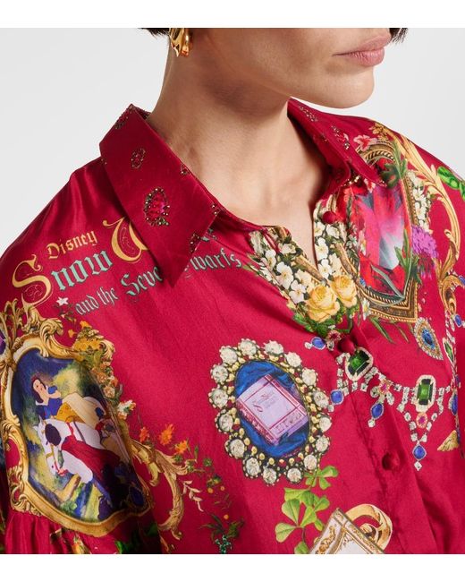 Camicia in seta con stampa di Camilla in Red