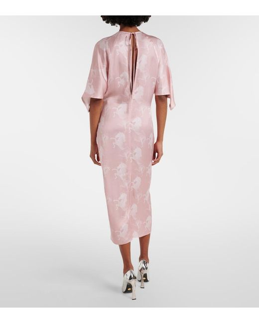 Stella McCartney Pink Printed Satin Midi Dress