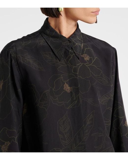 Dries Van Noten Black Floral Silk Shirt