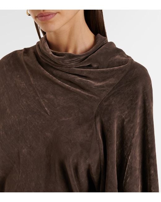 Rick Owens Brown Draped Crepe Top
