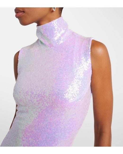 Maticevski Purple Radiella Wave Ruffled Sequined Gown