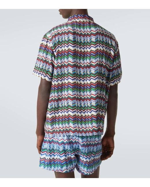Missoni Blue Zigzag Bowling Shirt for men
