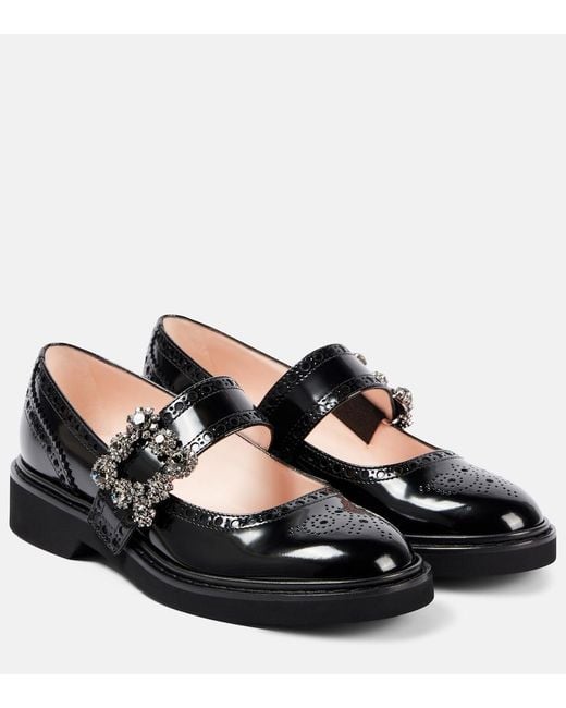Roger Vivier Black Viv' Rangers Patent Leather Mary Jane Flats