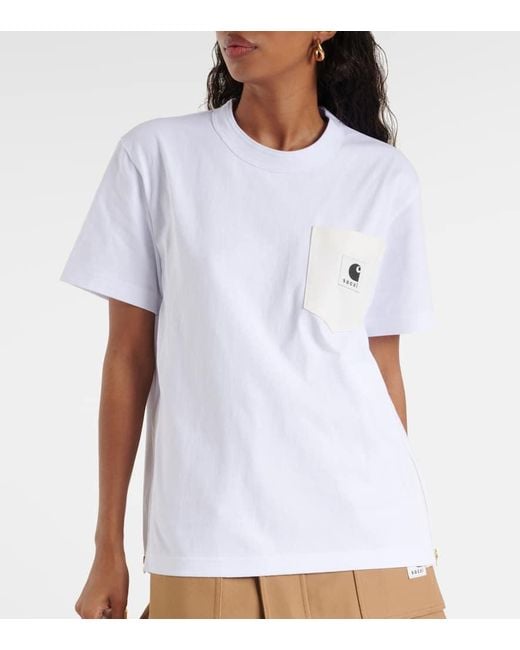 X Carhartt - T-shirt in jersey di cotone di Sacai in White