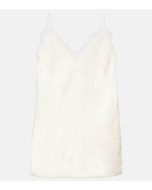 Rohe White Lace-Trimmed Satin Camisole