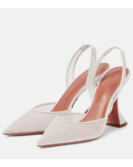 AMINA MUADDI Pink Holli Mesh Slingback Pumps