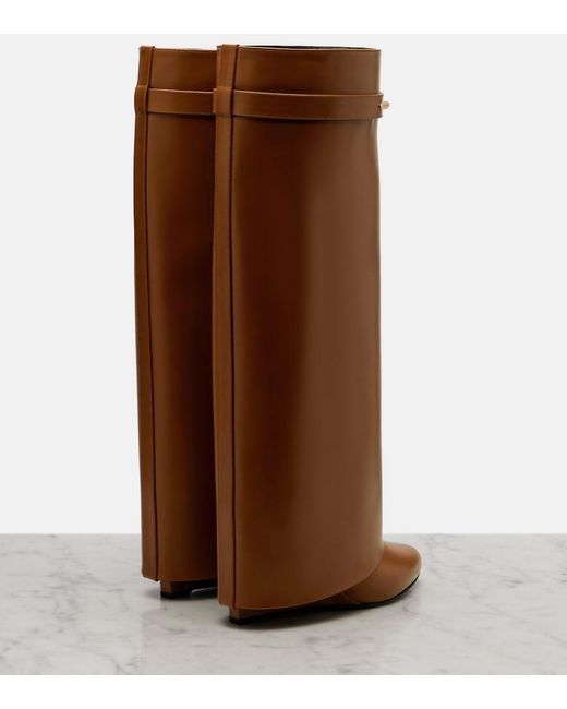 Givenchy Brown Shark 95 Leather Knee-High Boots