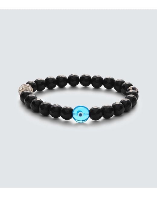 Ileana Makri Black Sterling Beaded Bracelet With Onyx And Diamonds for men