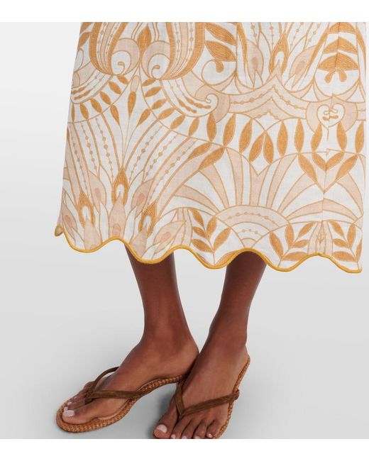 Jupe Midi Imprimee En Lin Farm Rio en coloris Natural