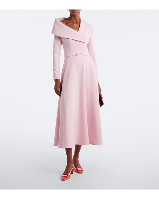 Safiyaa Pink Odelle Asymmetric Crepe Midi Dress