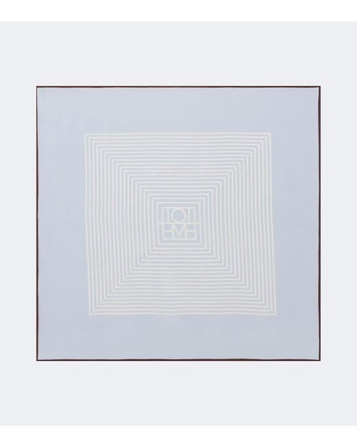 Totême Blue Monogram Silk Scarf