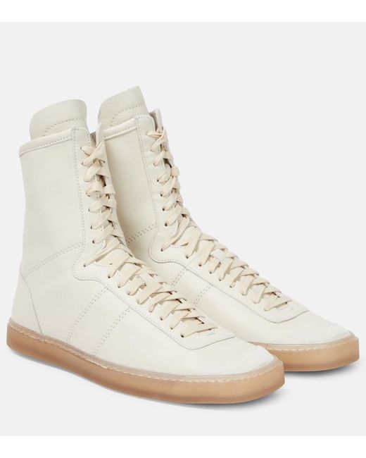 Lemaire Linoleum Boxing Leather Sneakers in Natural | Lyst