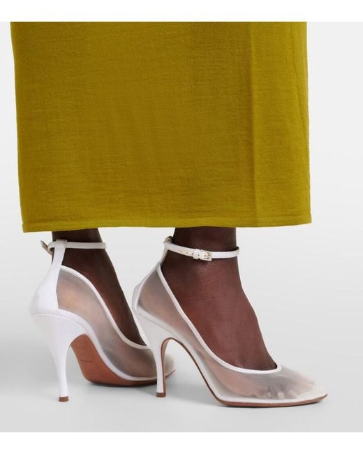 Alaïa White Grosgrain-Trimmed Mesh Pumps