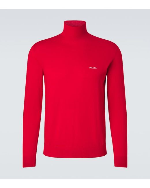 Prada Red Cotton Turtleneck Sweater for men