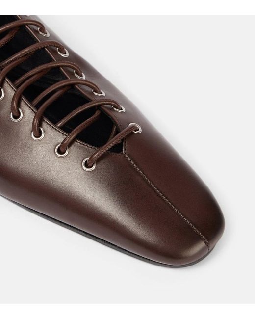 Dries Van Noten Brown Leather Lace-Up Flats