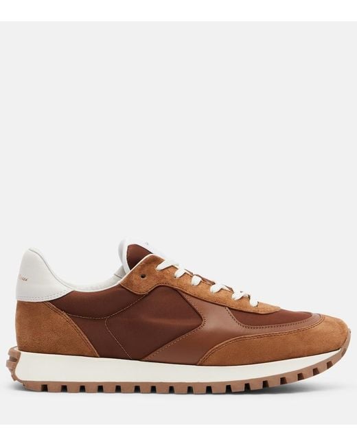 Gianvito Rossi Brown Gravel Leather And Suede Sneakers