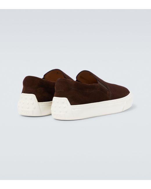 Tod's Brown Cassetta Casual Suede Slip-on Sneakers for men