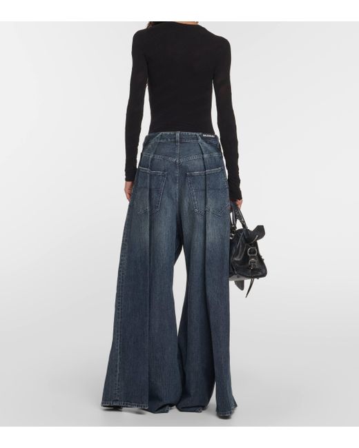 Balenciaga Blue High-rise Wide-leg Jeans